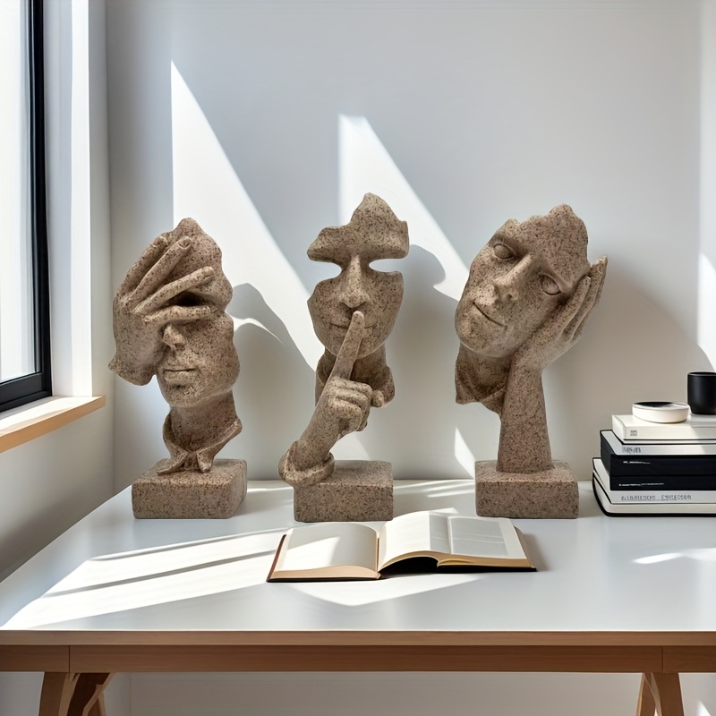 3pcs European handicraft decoration simple abstract character mask, office living room sculpture art decoration