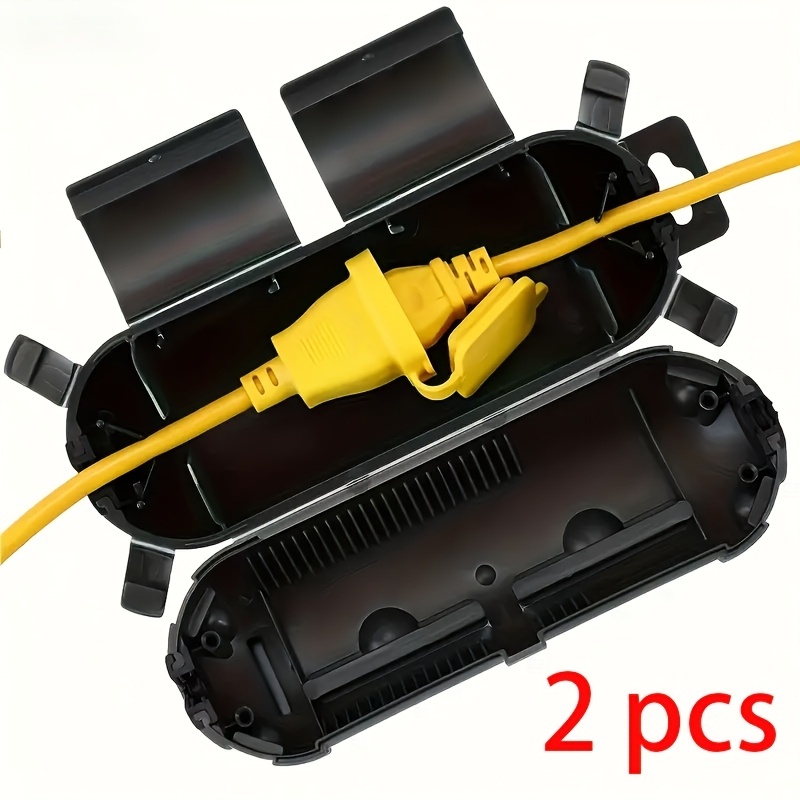 E-shop 2 Stück Outdoor-Verlängerungskabel-Sicherheitsabdeckung Set mit Dichtung, wetterfeste Elektroverbindungsbox zum Schutz von Außensteckdosen,