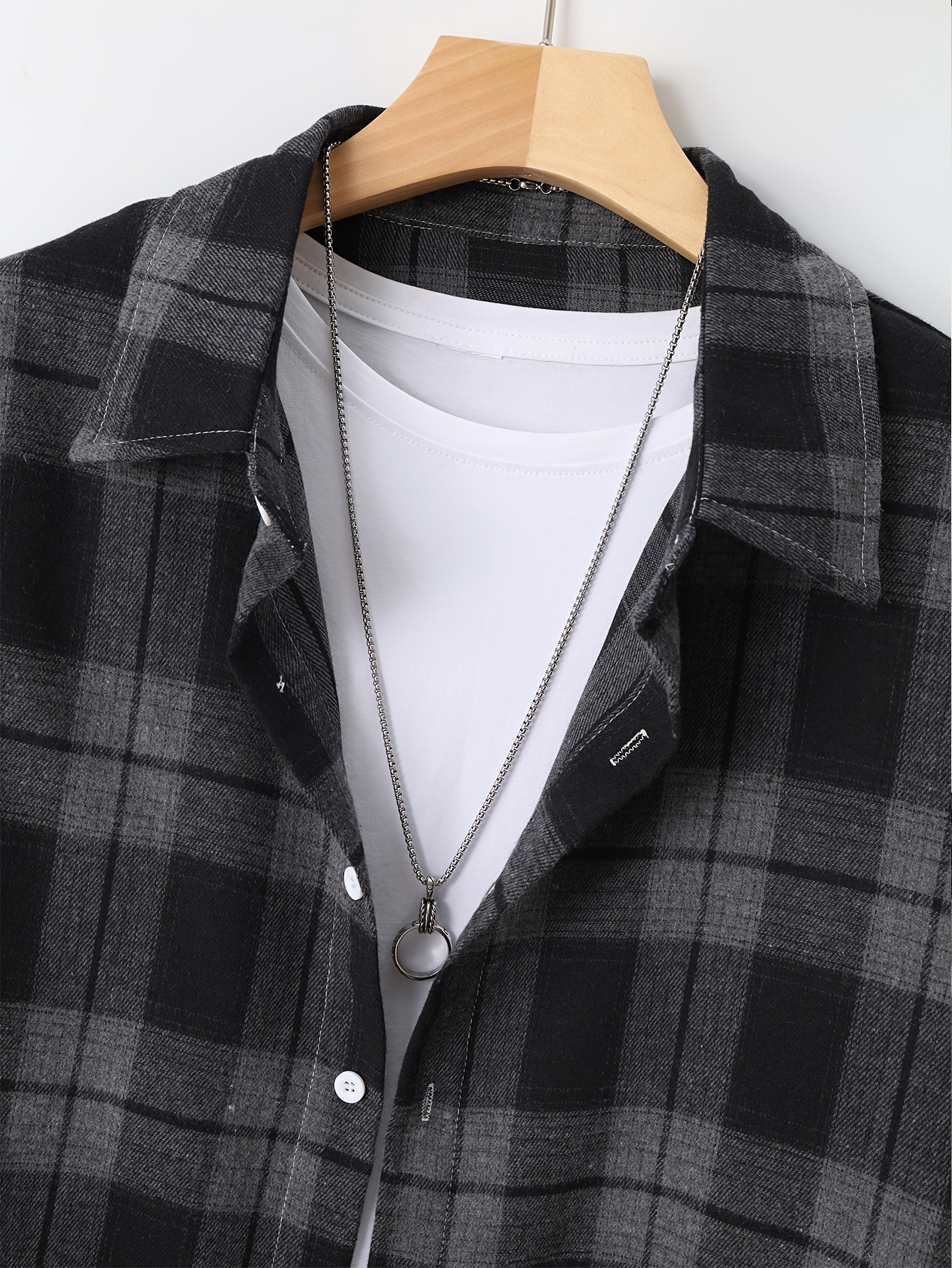 1 Camisa Casual de Cuadros para Hombre | Manga Larga, Temporada de Primavera/Otoño, Ligera, con Botones, Abotonada, Corte Regular
