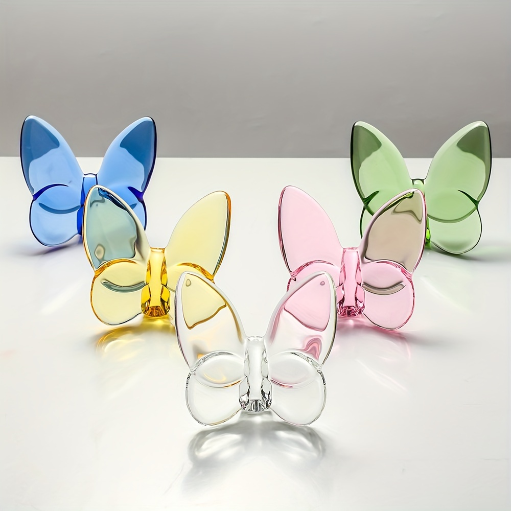 

Crystal Glass Butterfly Ornaments - 1pc/5pcs Set For Table & Cabinet Decor, Iridescent Home Accents, Perfect Wedding Gift