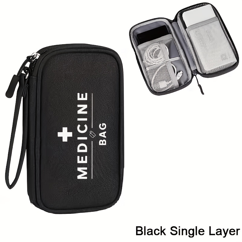 TEMU Borsa da viaggio per medicinali con stampa "MIA BORSINOTTA", design con cerniera, borsa vuota per medicinali con scomparti categorizzati - Pu簷