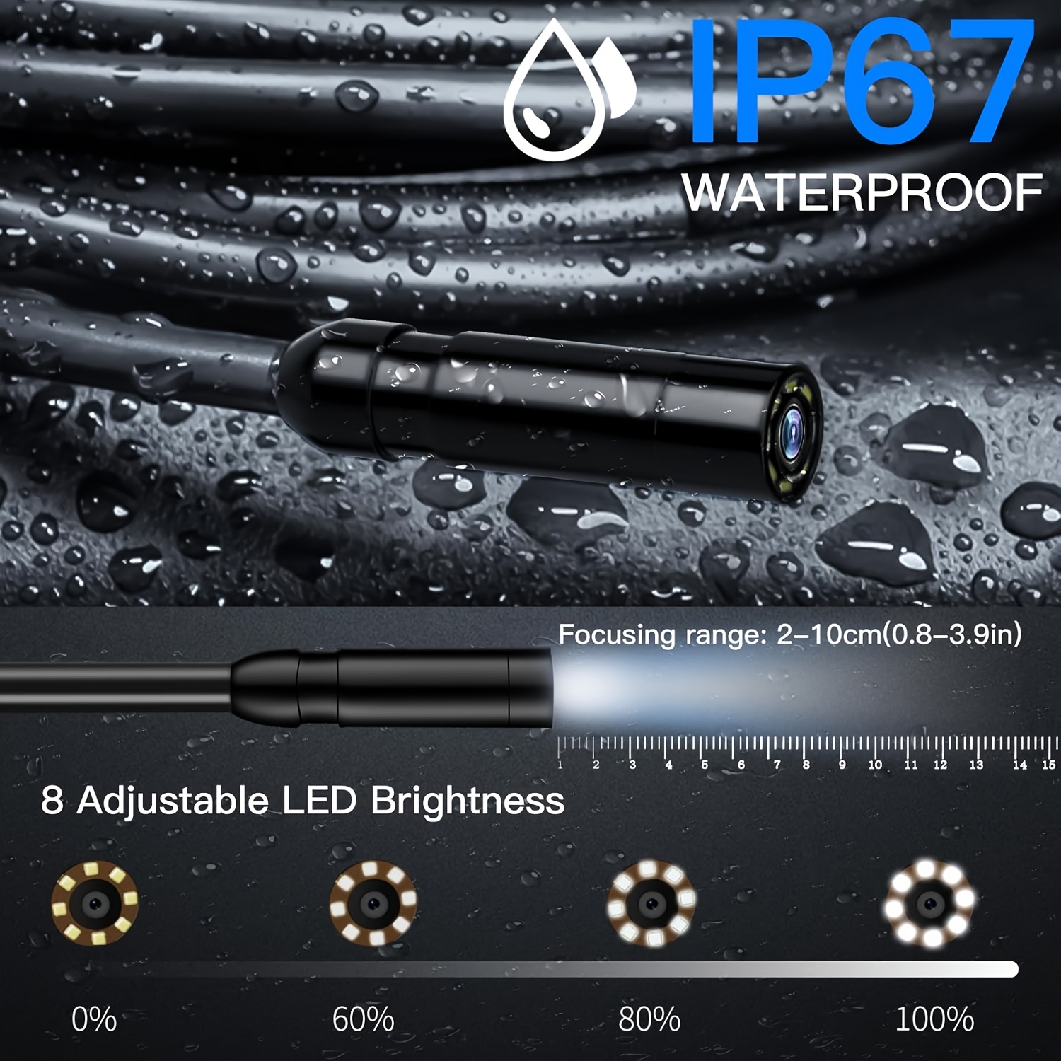 Heavy-Duty Endoscope Camera with Light - IP67 Borescope, 8 Adjustable LED Lights & 4.3” LCD Screen, HD 1080P Inspection Camera with 16.5ft Semi-Rigid Cord Suitable for, Automotive, Plumbing, HVAC, and Use 18 Heavy-Duty Endoscope Camera with Light - IP67 Borescope, 8 Adjustable LED Lights & 4.3” LCD Screen, HD 1080P Inspection Camera with 16.5ft Semi-Rigid Cord Suitable for, Automotive, Plumbing, HVAC, and Use