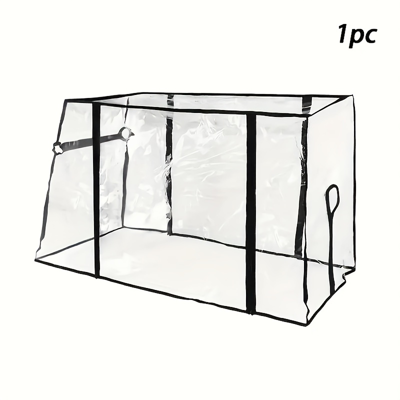 TEMU 1pc Transparent Black Waterproof Eva Rain Cover For Outdoor Utility Wagon – Windproof, Dustproof, Snowproof With Side Pockets | Versatile Tent &