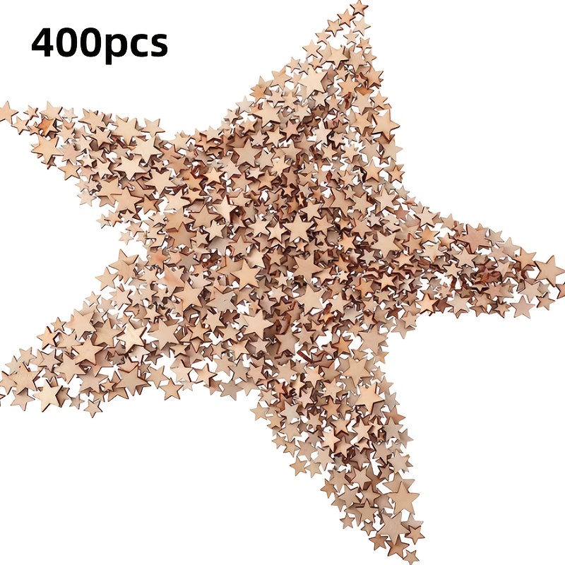Image of 400pcs Mini Wooden Stars Unfinished Blank Wooden Star Slices Christmas Stars Mixed Size Wooden Stars Diy Christmas Craft Making, Best For Christmas, Thanksgiving