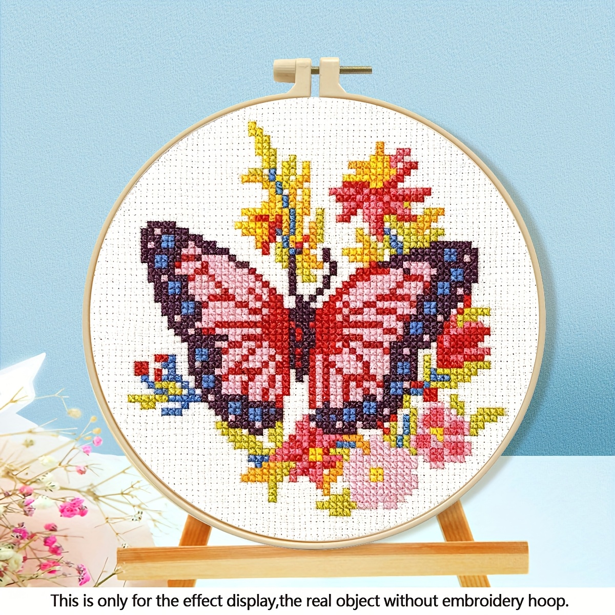 TEMU Stitch Kit For Adult Beginners Diy, 11ct Medium Grid 3-ply Thread Embroidery, Pattern, Living Room Bedroom Wall Hanging Decor, Creative Gift