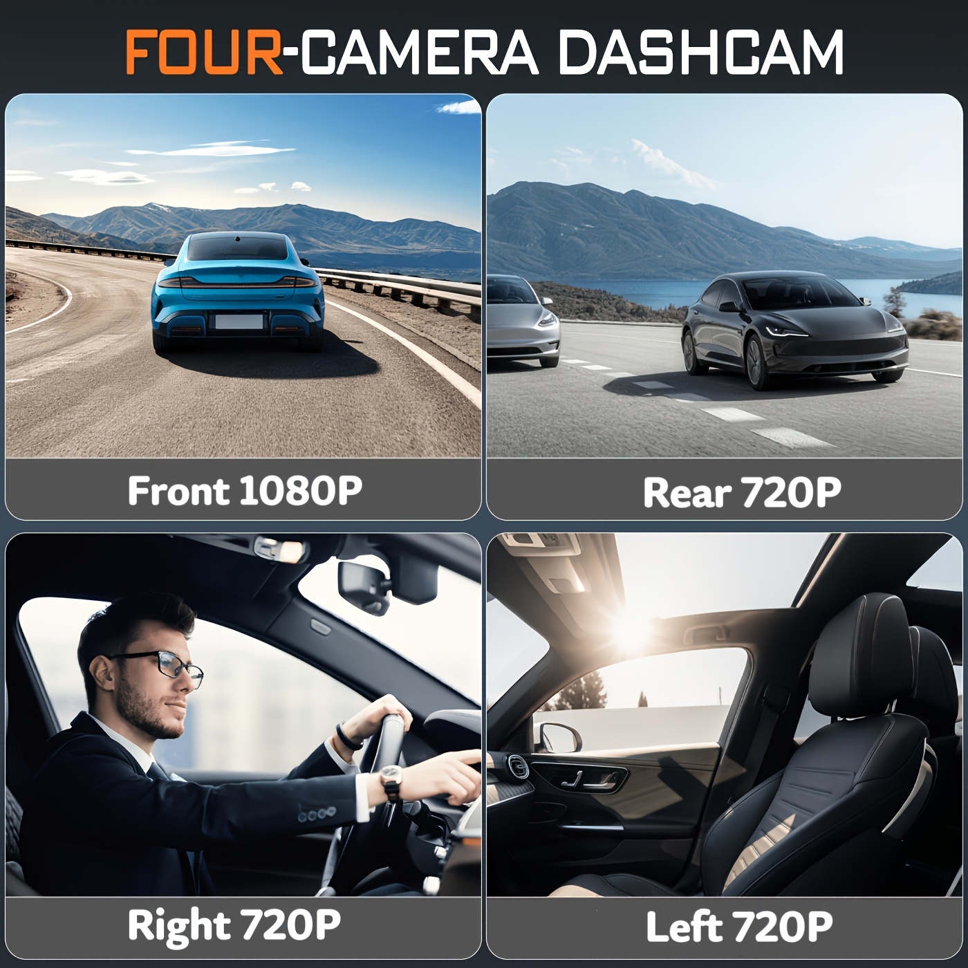 halloween christmas gift 1080p dashcam for   channel front rear   with   ips display   loop recording 24h parking monitor   motion detection   64gb memory card Product details 4