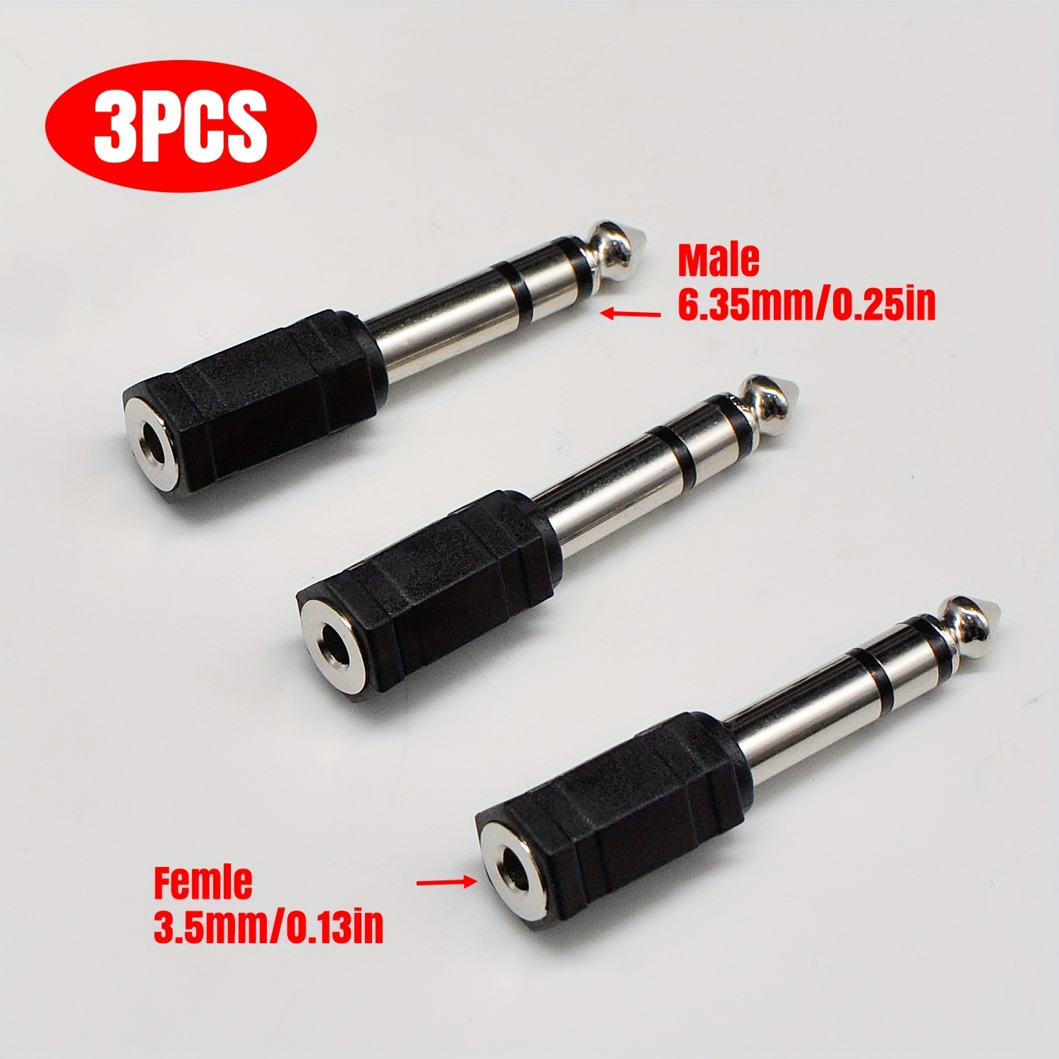3pcs/5pcs Audio Adapter Converter 3.5mm Female To 6. Male Connector, For Speaker Headphone Guitar Digital Piano Amp , Keyboard Stereo Microphone Aux Cable