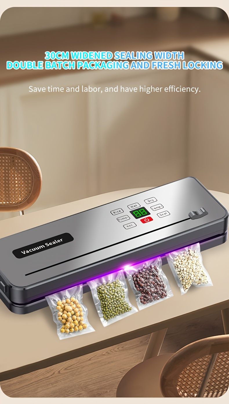 Πλήρως Αυτόματη Συσκευή Κενού Τροφίμων, Φορητή Πολυλειτουργική Συσκευή Κενού, Φορτιζόμενη μέσω USB, Συνοδεύεται από 10 Σακούλες, Μακράς Διάρκειας Σφράγιση για Διατήρηση Φρεσκάδας, Κατάλληλη για Κουζίνα και Πικνίκ Εξωτερικού Χώρου, Μπαταρία 2000mAh για Εκτεταμένη Διάρκεια Λειτουργίας, Περιλαμβάνει