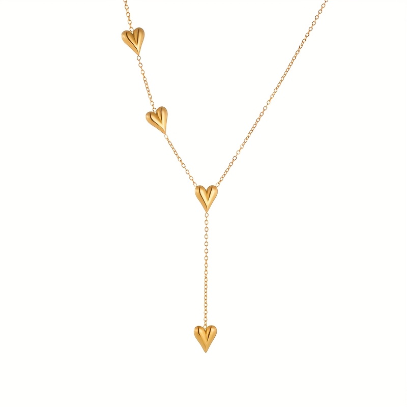 E-shop Y-förmige 304 Edelstahl Goldene Herz Halskette Modische und Stilvolle Charme Halskette Party Schmuck Geschenk Valentinstagsgeschenk