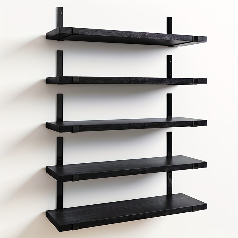 TEMU Set di 5 mensole sospese, mensole da parete decorative in legno, scaffale da parete , per camera da letto, soggiorno, cucina, bagno, arredamento
