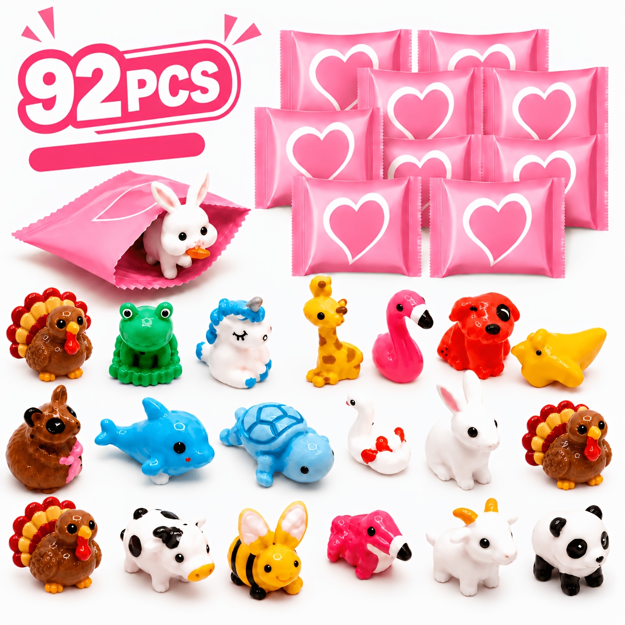 TEMU 92pcs Mini Resin Figurines Suitable For Party Table Centerpieces, Fairy Gardens & Dollhouse Decor - Assorted Cute Miniature Characters With