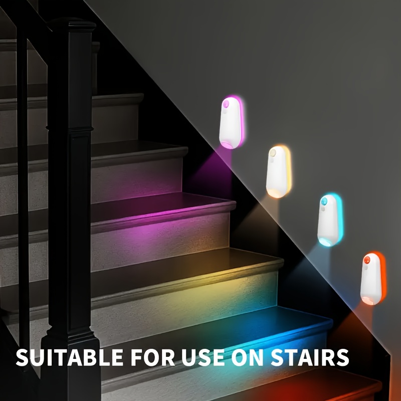 plafonnier abs à détection de mouvement (7 couleurs), lumière pour toilettes, & montage rapide. éclairage par pas pour escaliers/toilettes/chambre, ambiance et cadeau Détails du produit 7