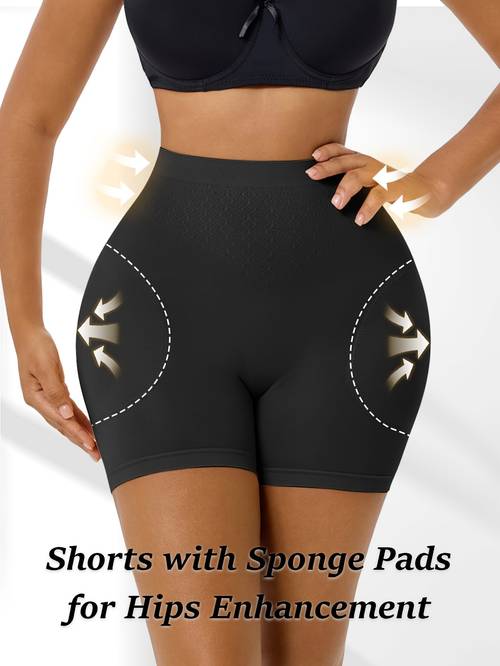 1pc womens high waist shaping shorts with pads tummy control lift waist high waist design solid color suitable for and fitness wear