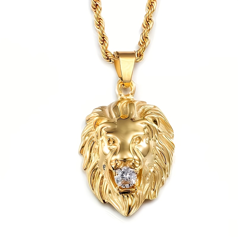 A Retro Fashion Dominating Pendant Necklace Inlaid With Cubic Synthetic Zirconia, A Punk Rock Party Jewelry Gift
