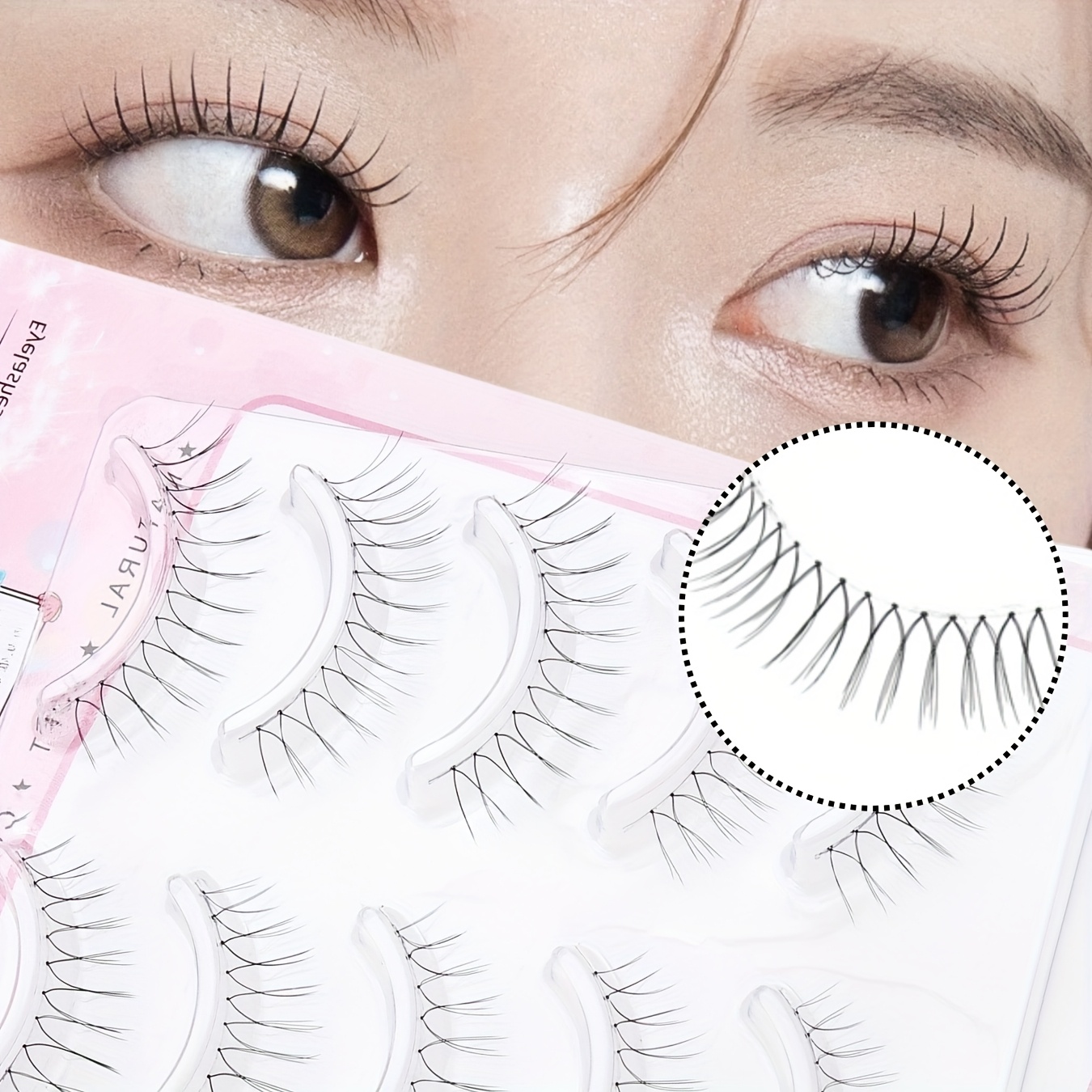 5 pairs reusable false eyelashes ultra thin 0 05mm transparent invisible band u shaped layered   13mm gradient lengths for   group natural makeup looks vegan feather lightweight lashes for beginners eyelash accessories beginner friendly lashes crossover lash style lightweight lash extension