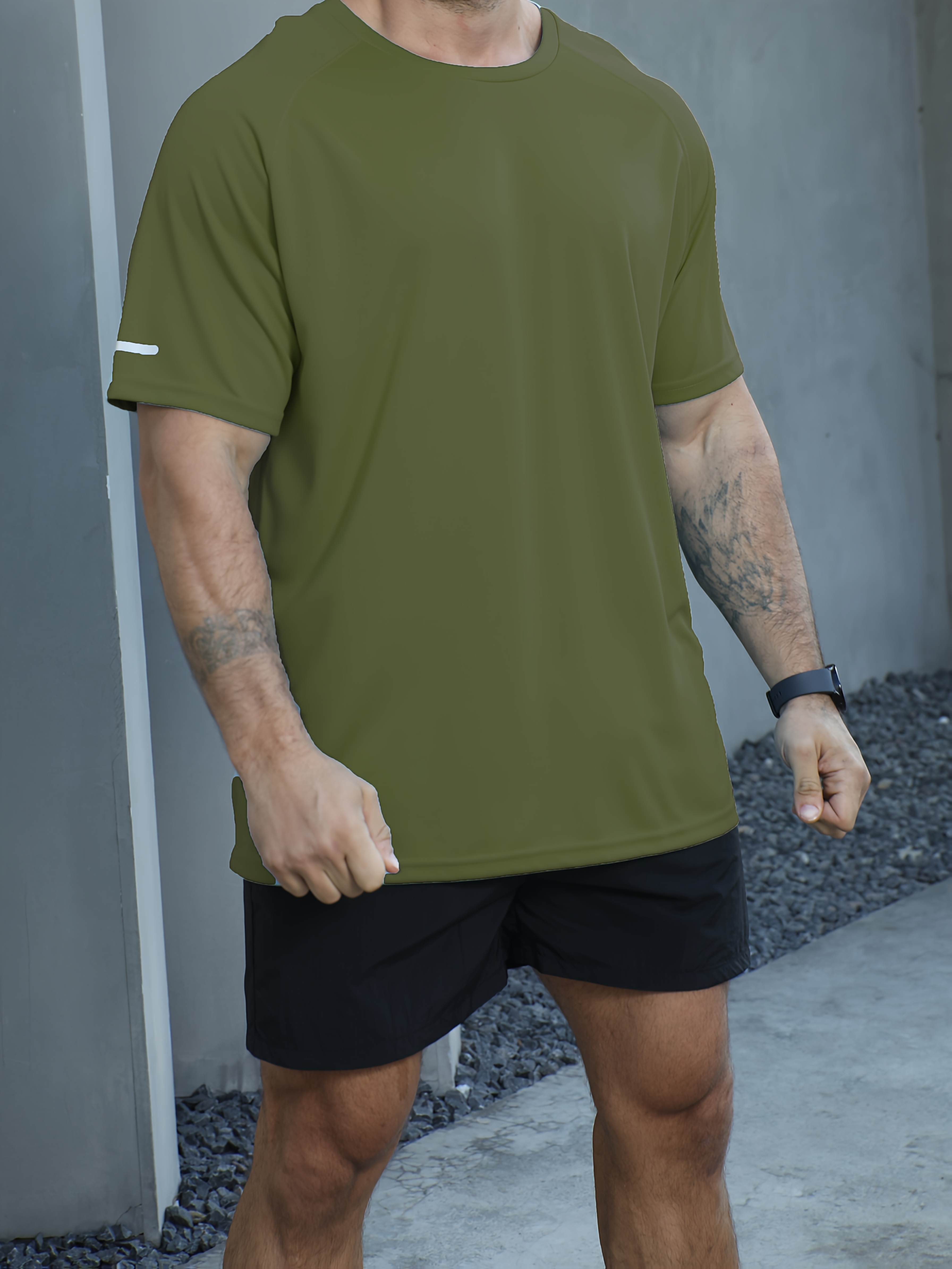 One Piece Plus Size Men's SOLID Short Sleeve Sports T-Shirt, Casual Fashion Tee with 3-Position Print 520, PLUS SIZE