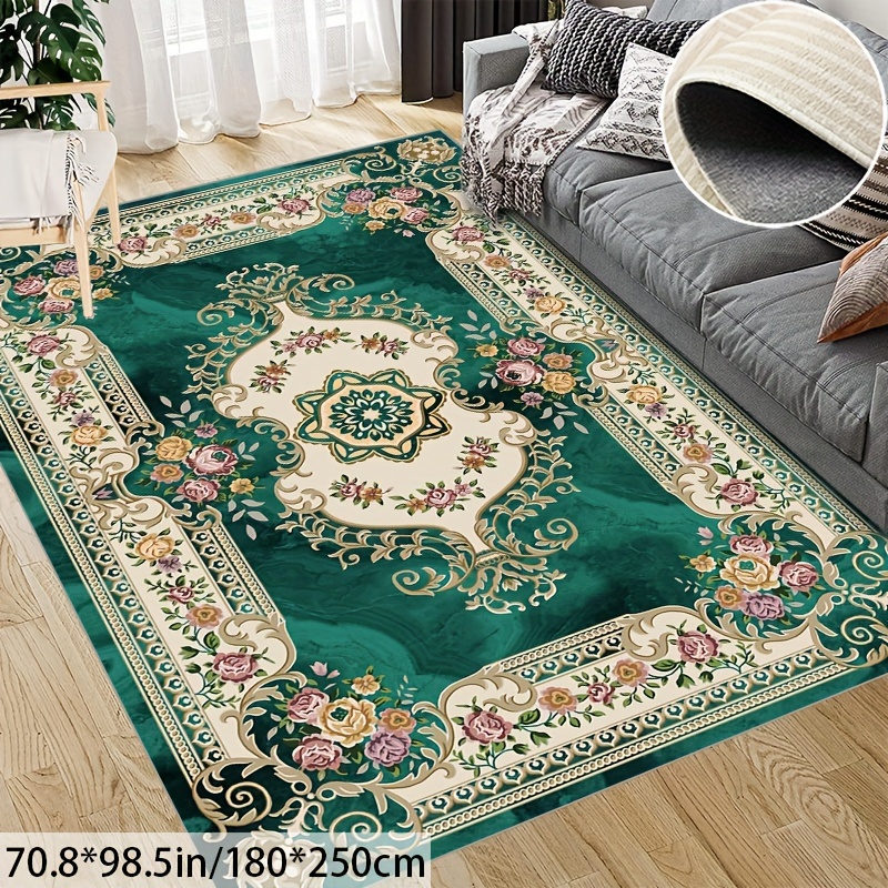 

Office Carpet Meeting Room Home Carpet European Bohemian Retro Green Washable Area Carpet Office Living Room Bedroom Carpet Non-slip Waterproof Absorbant Durable