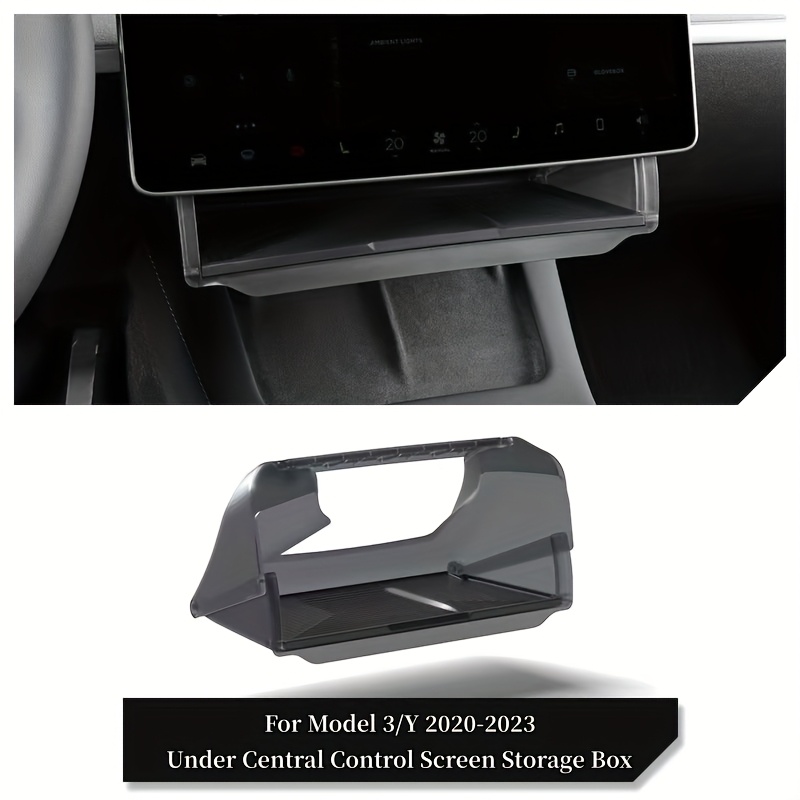 TEMU de almacenamiento debajo de la pantalla de para Tesla Model 3/Y 2020-2023, de almacenamiento trasera de ABS detrás de la pantalla, bandeja