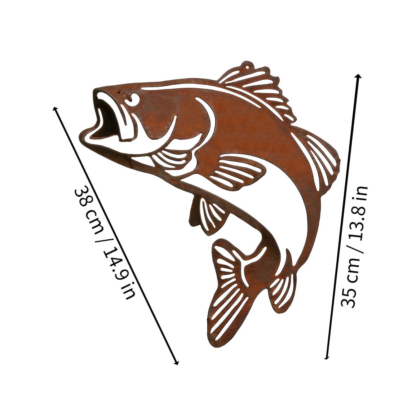 E-shop [2D Flach] 1 Vintage Metall Fisch Wanddekoration - Rustikales Abstraktes Springender Fisch Design, Geeignet für Wohnzimmer, Schlafzimmer oder