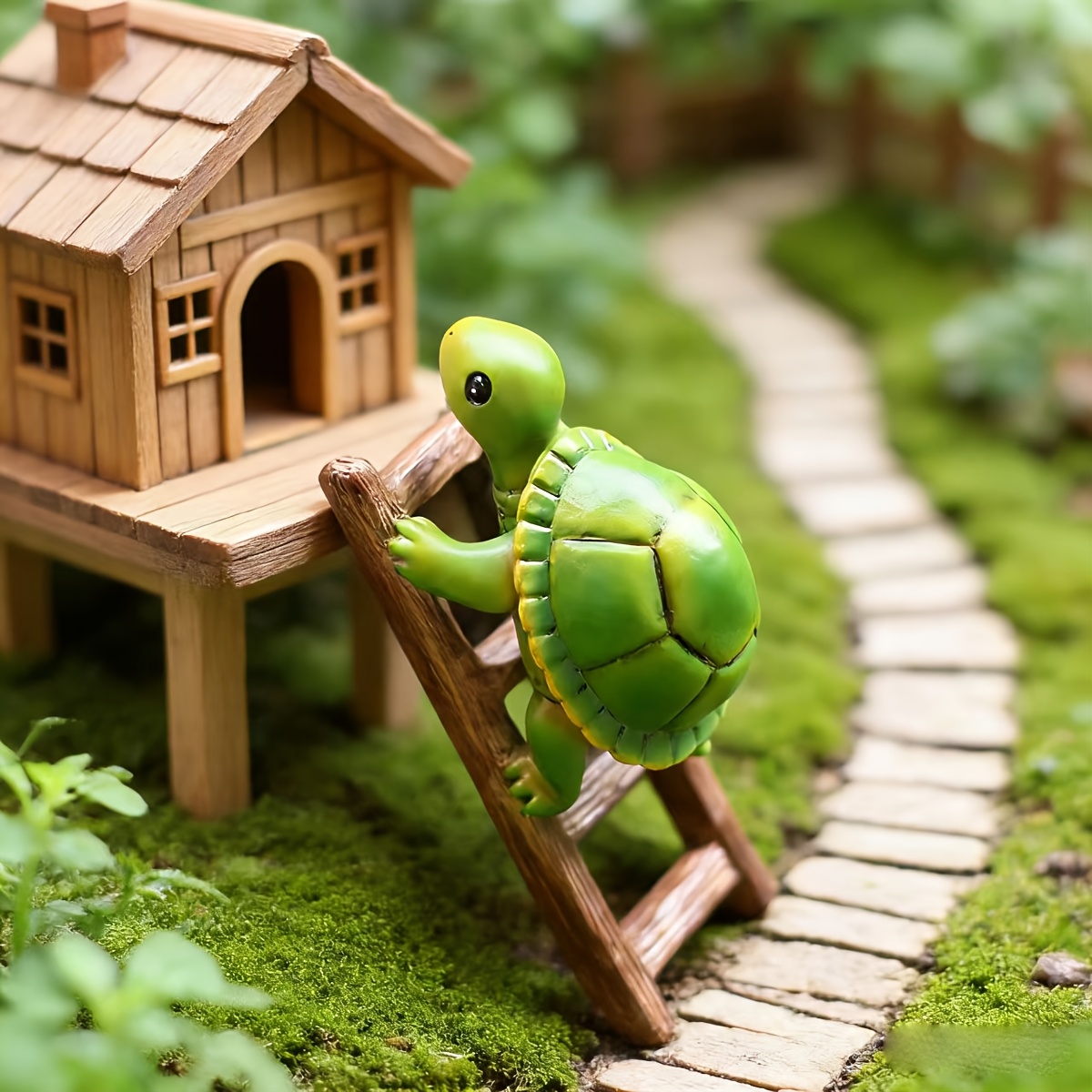 Image of 1 Turtle, Stair Climbing Turtle, Garden Bonsai Statue, Gift, Hand-painted Resin Crafts, Manufactured By