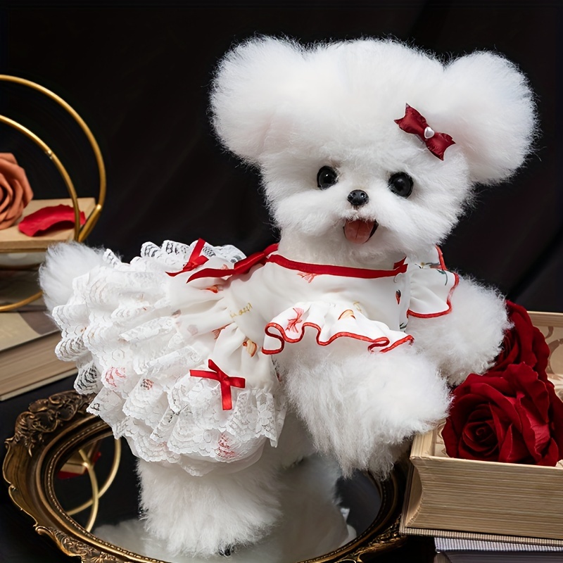 dog dress floral bow accents perfect - Temu