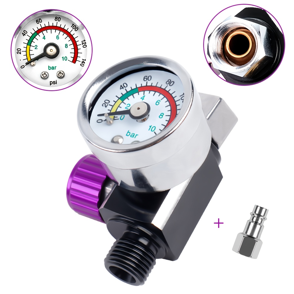 Luftdruckregler, 1/4 Zoll Spritzlackierpistole Luftdruckregler Manometer Pneumatisches Werkzeug Zubehör