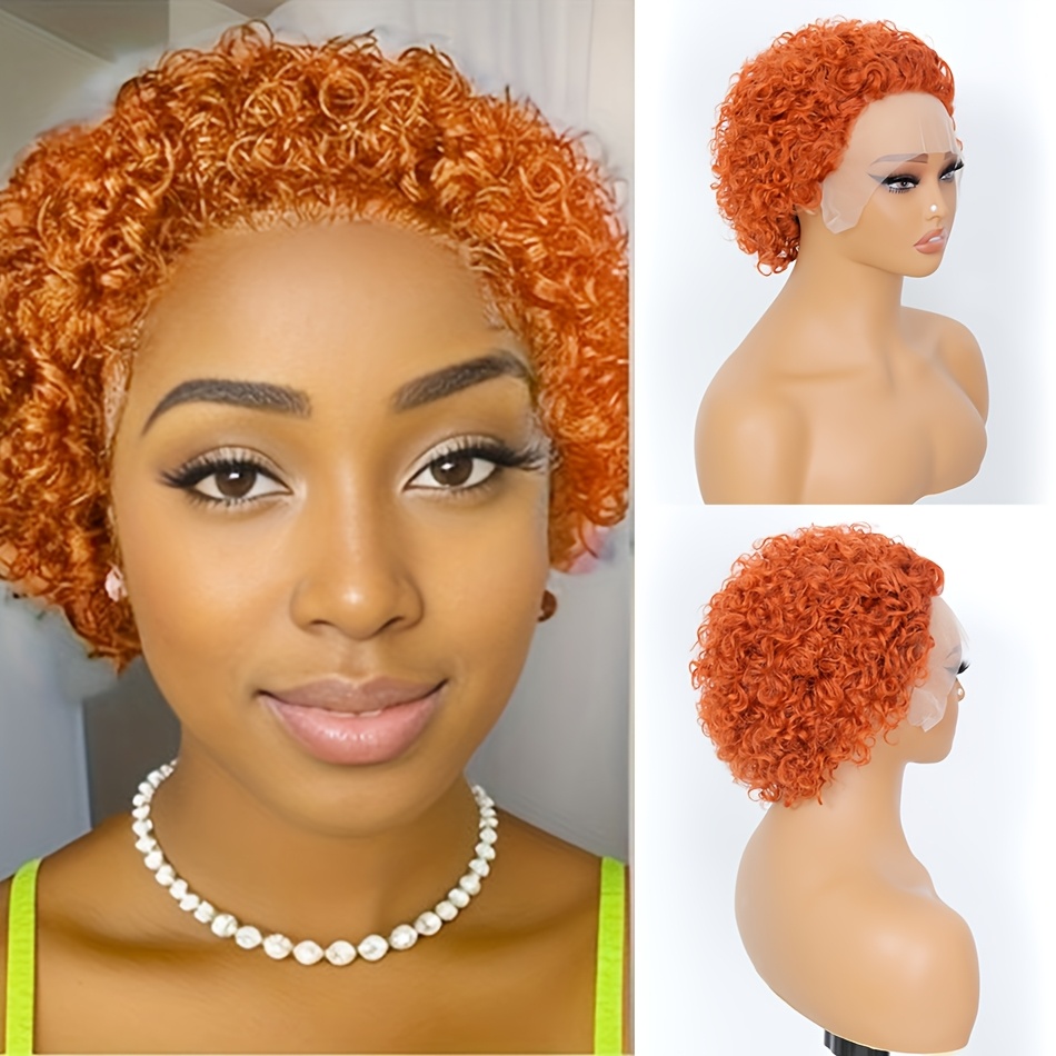 150 density short curly lace front wig 13x1 - Temu display picture 3