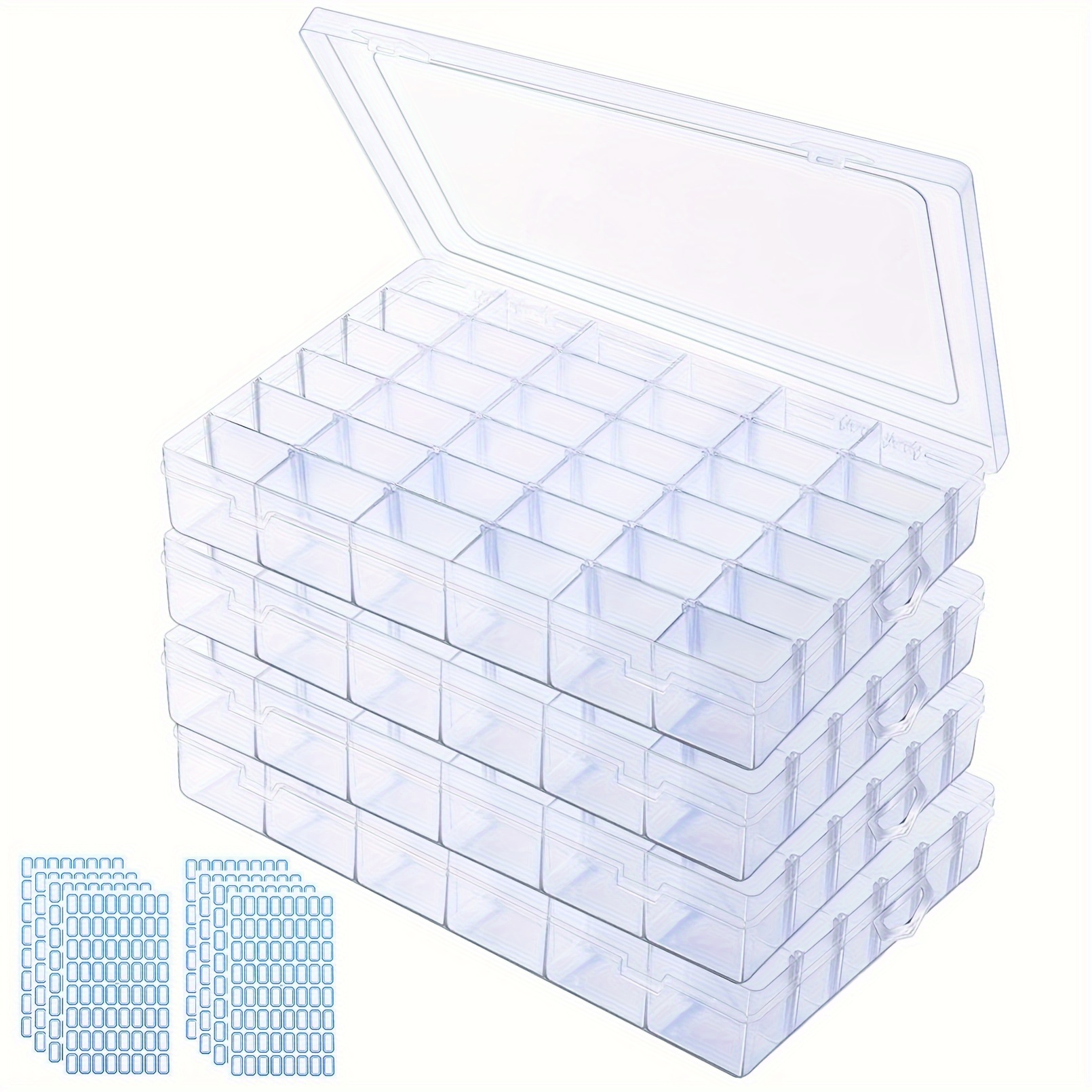2 Pack 24 Grids Clear Plastic Organizer Box, Storage Container with  Adjustable Divider, Craft and Bead Storage Organizer Box for DIY Jewelry  Tackles with 2 Sheets Label Stickers : : Home