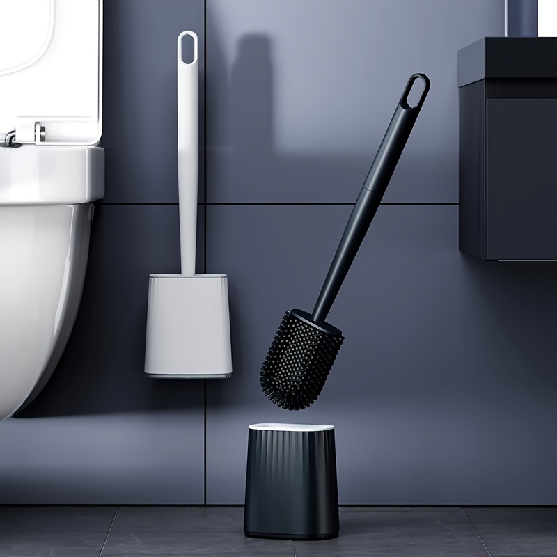 

1pc Luxury Wall Mounted Toilet Brush And Holder Set, Flexible Toilet Bowl Brush Head With Silicone Bristles, Compact Size For Storage For Bathroom