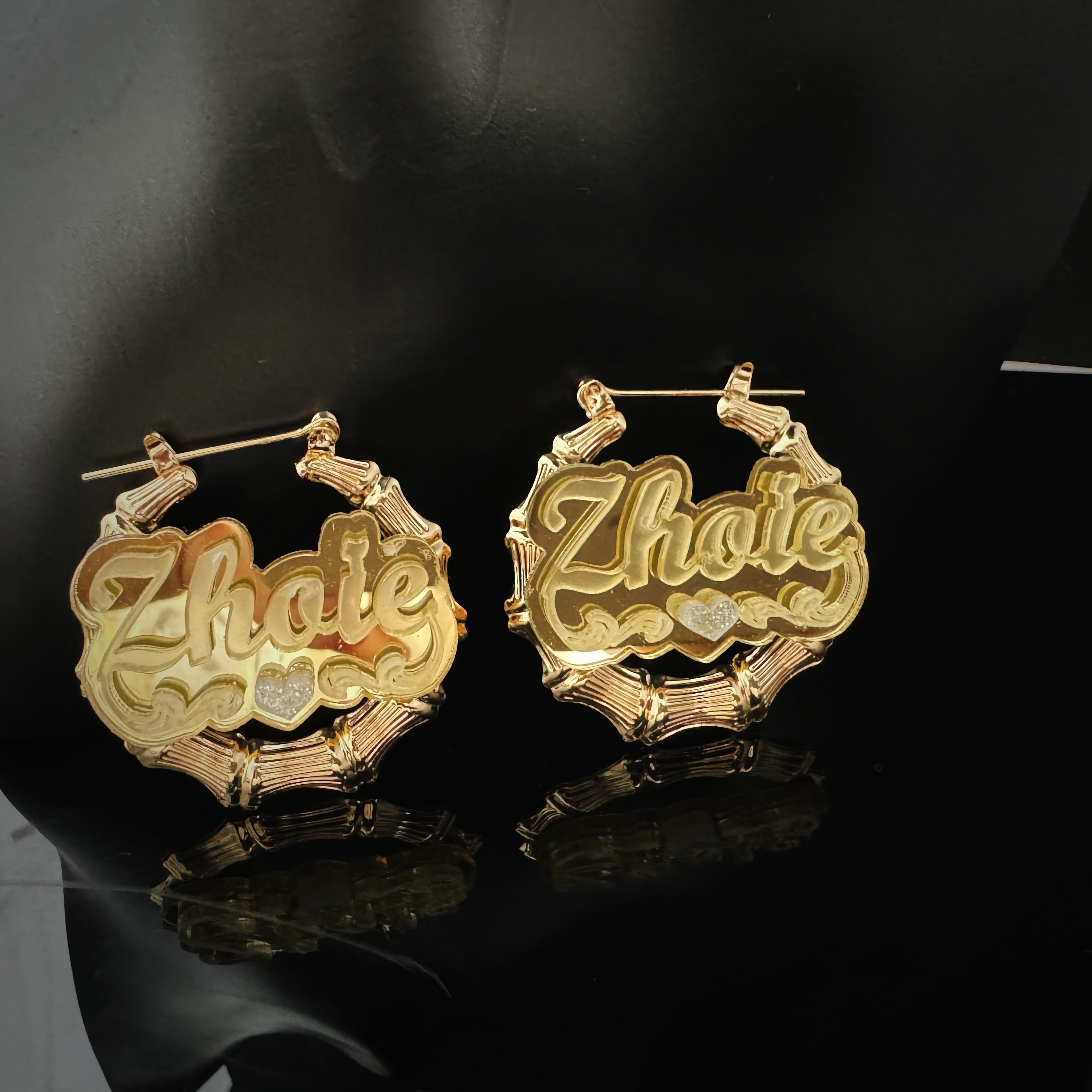 

Customizable Acrylic Name Earrings With Sparkling - Personalized Double-layer Letter Dangle Earrings, Parties & Birthday Gifts