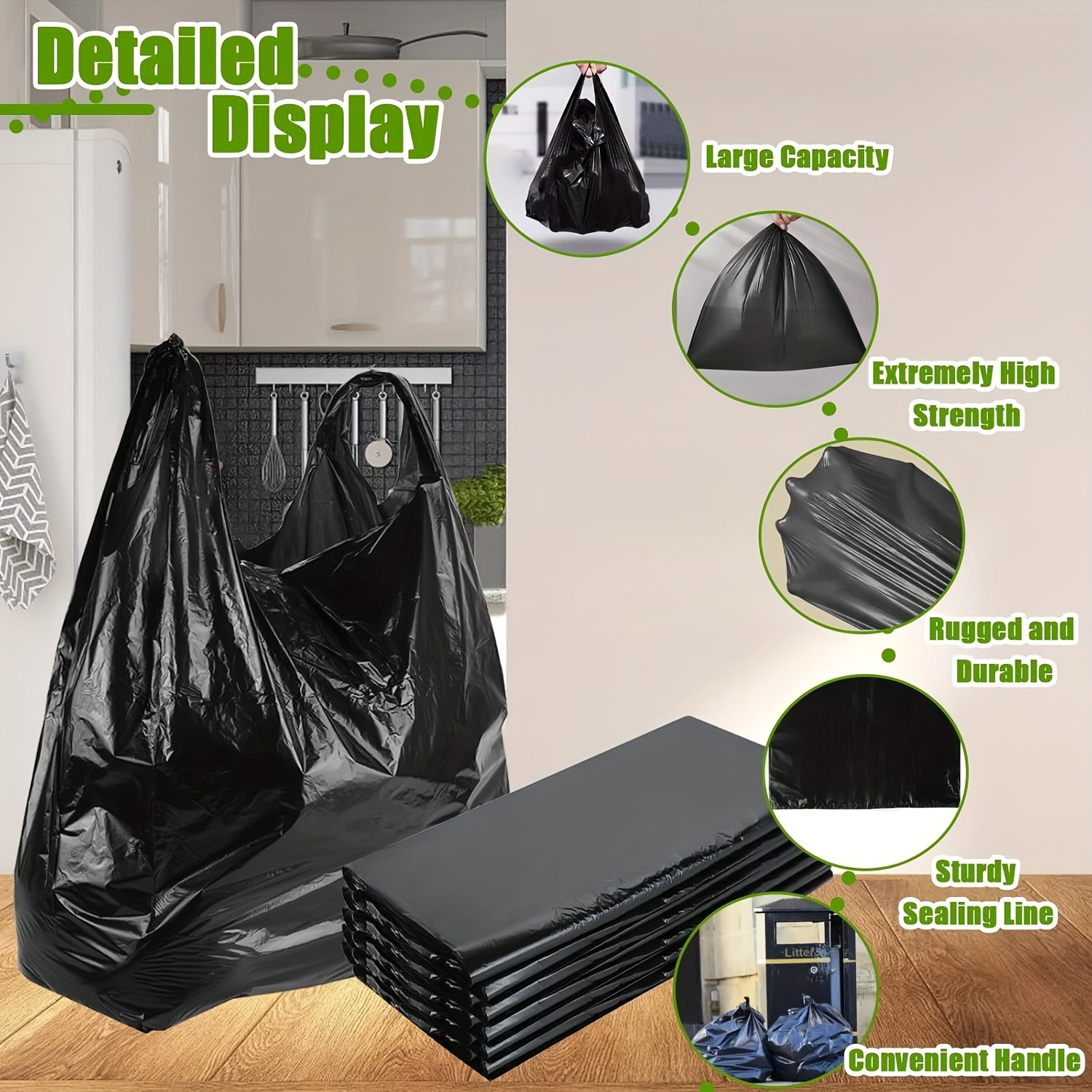 wholesale thick black plastic vest bags portable shopping Temu