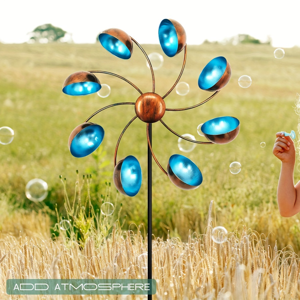 【3d】 [3d] 360-degree Rotating Windmill, Outdoor Decorative Wind Spinner, Metal Kinetic Spinner Suitable For Courtyard Lawn Terrace And Outdoor Garden Decoration