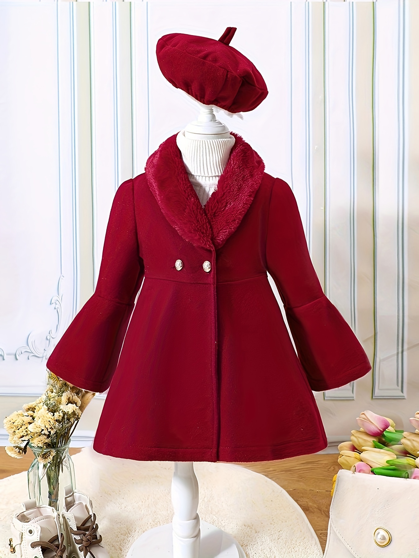 Mütze Roter Mantel Herbst Damenmantel Fibcity ROTE BEETE 53 Lange