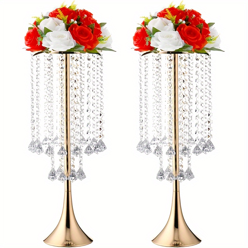 TEMU 2pcs Stand Golden Centerpieces Tall Metal Flower Arrangement Vase For Wedding Party Dinner Event Hotel Home Decor Halloween, Christmasfor