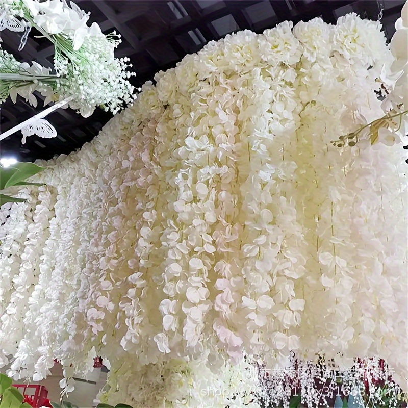 

20pcs Artificial Wisteria Vine Garland - Elegant White Hanging Flowers For Wedding, Home, Hotel, And Day Decor, Seasonal Home Decor | Sophisticated Decor | Realistic Artificial Flowers