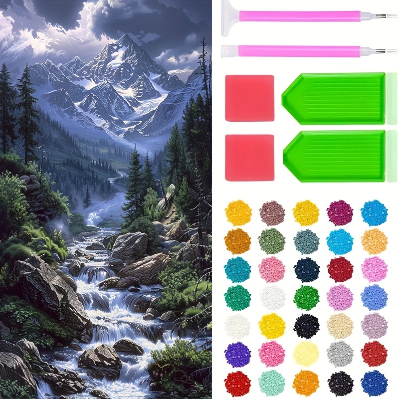 

Diy 5d Diamond Painting Kit - & Stream Scene | Round Diamond Art | Embroidery Craft For Home Wall Decor | , Multiple Sizes (15.7x27.5in Or 19.7x39.4in)