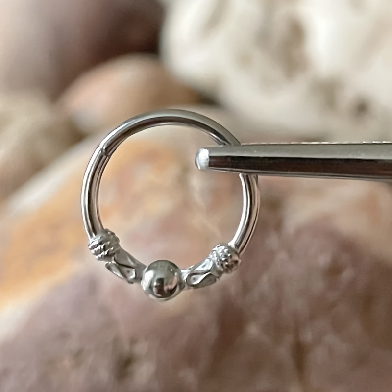 E-shop Böhmischer Vintage Nasenring aus Edelstahl - Septum Piercing Ring mit Scharnier - Geeignet für Männer und Frauen Helix Daith Knorpel Muschel