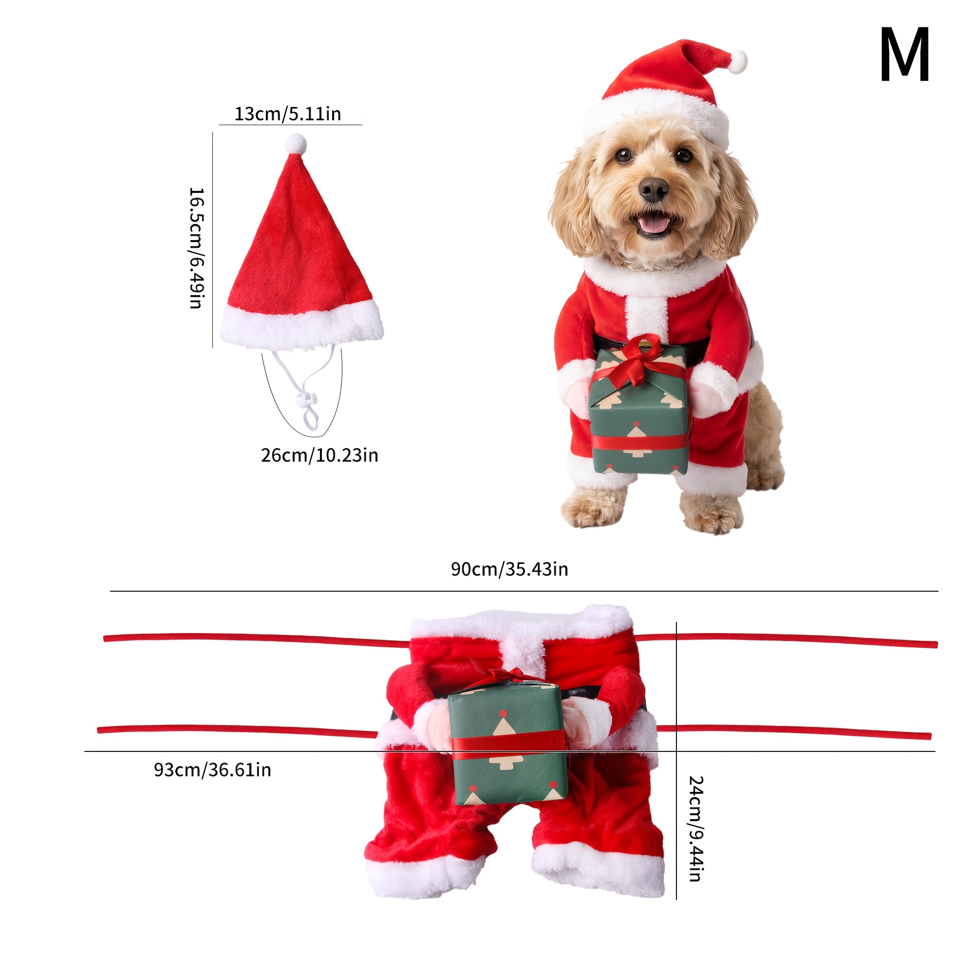 TEMU Christmas Dog Costume, Transformation Decoration, Santa Claus Gift , Suitable For Dogs To Wear On Christmas, Party Photography Prop