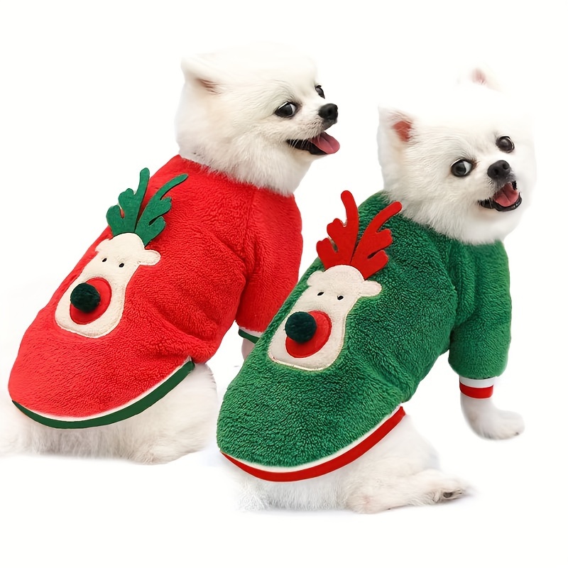 

Cozy Coral Fleece Pet Christmas Sweater - Festive Holiday Pullover, Machine Washable, Ideal For Medium Breeds