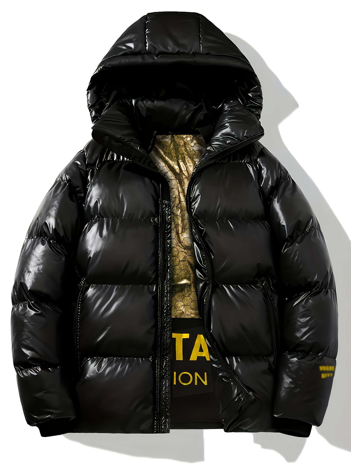 black golden padded coat new autumn winter loose fit thickened versatile casual stylish outerwear