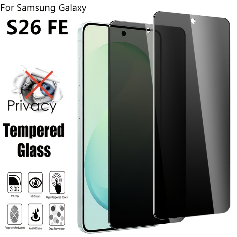 TEMU 2pcs Anti Spy Screen Protector For For Galaxy S26 Fe S26fe Tempered Glass Privacy Peep Scratch 9h Case Friendly High Aluminum Mica Glass Film