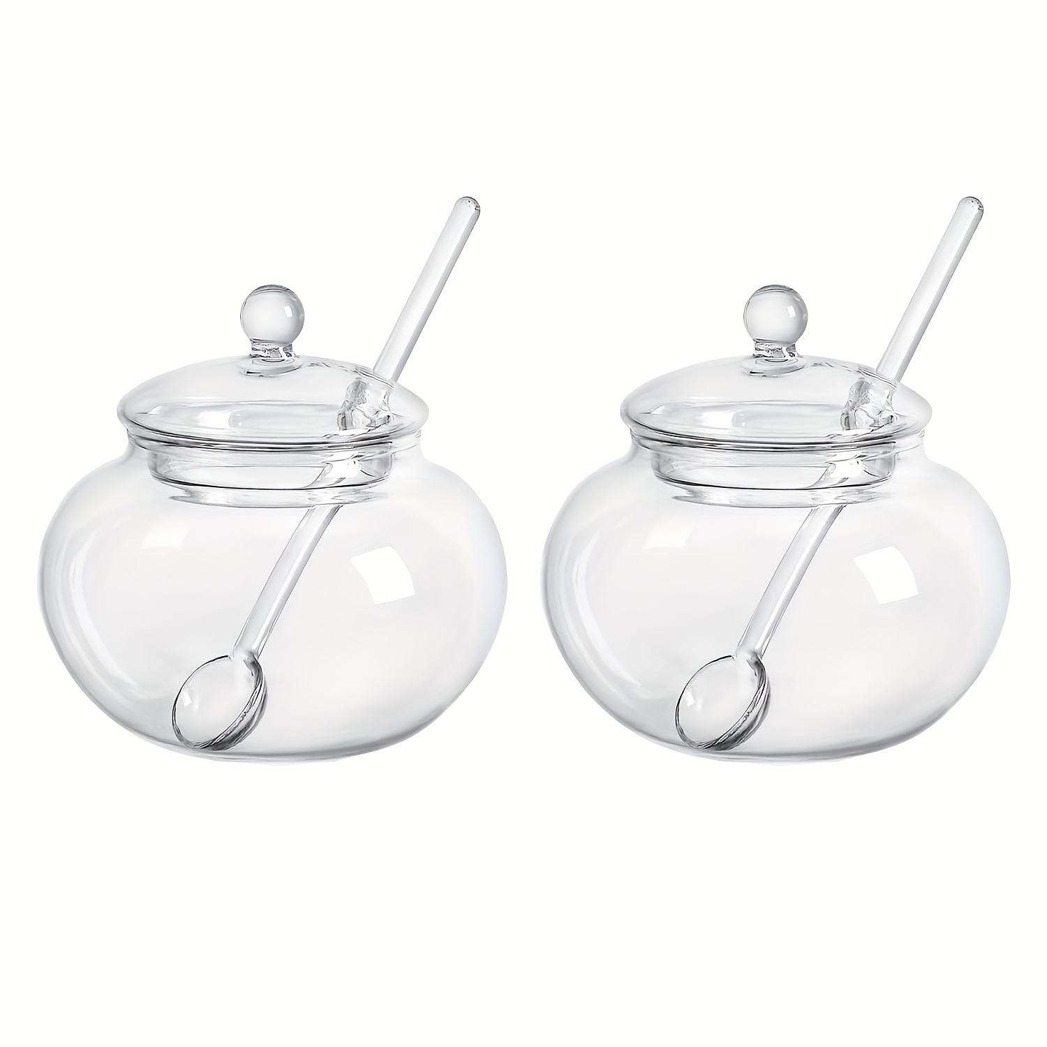E-shop Lager, 2 Stück/4 Stück transparente Zuckerflasche aus Glas, Gewürzflasche für die Küche, mit Deckel und Löffel, 350 ml/11,83 oz, hochwertiges