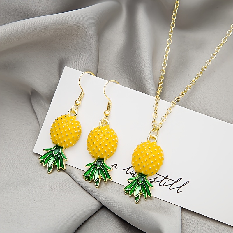 

1 Set Of Japanese And Korean Earrings And Necklace Set Sweet And Stylish Summer Cartoon 2pcs Set