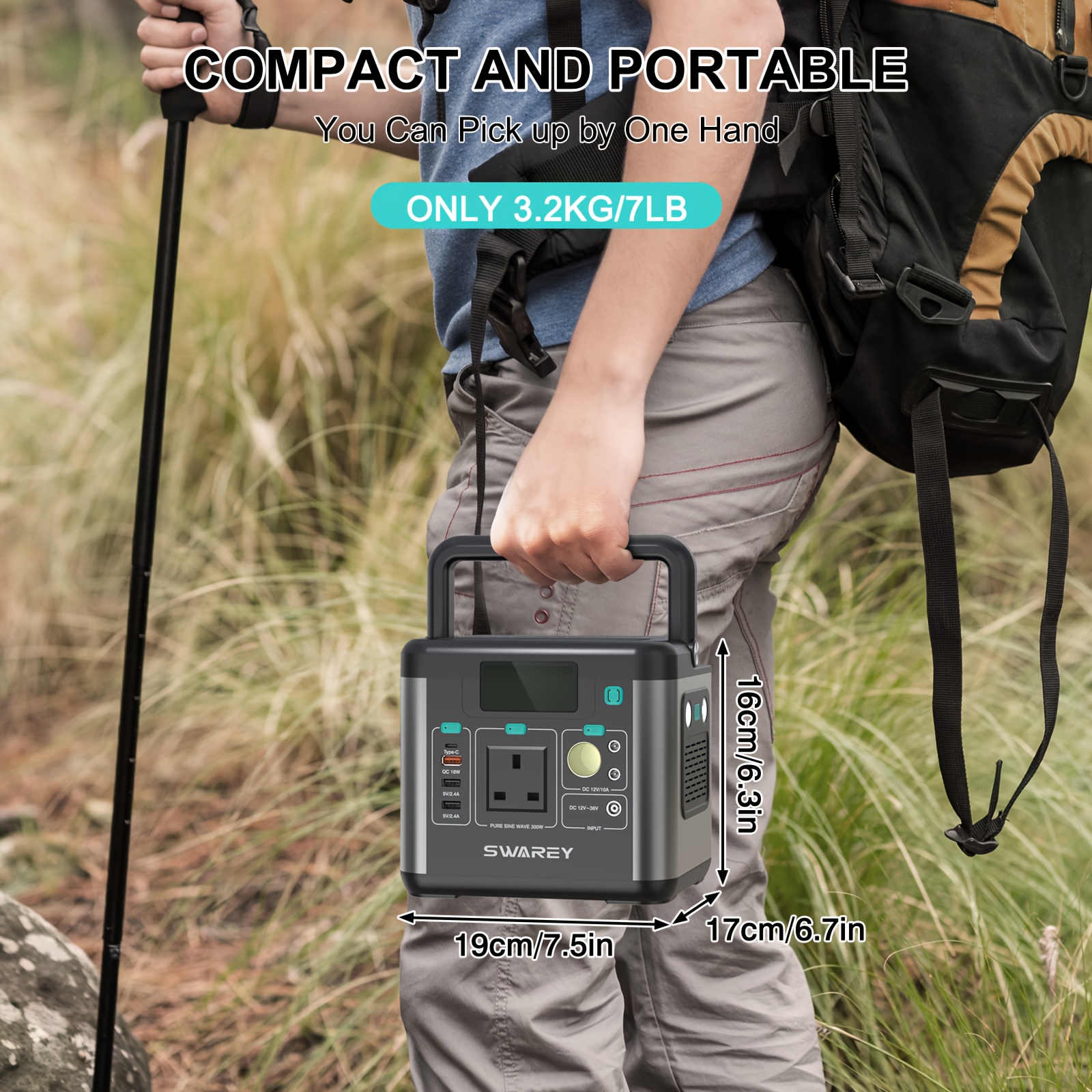 Swarey 300W Power Station, 222 Wh Portable Battery Pack