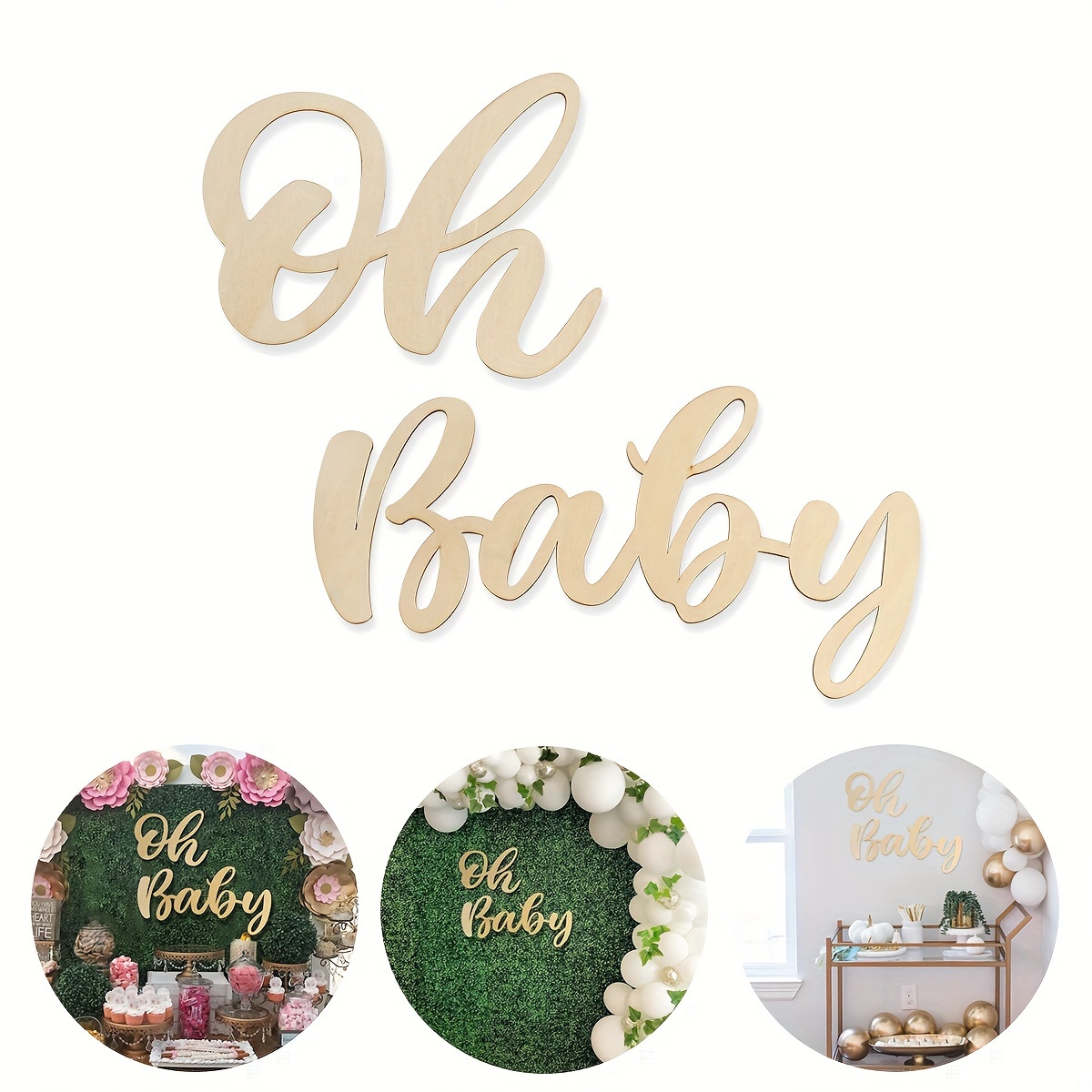 

oh Baby" Wooden Sign Set - Brown Letters Wall Decor For Baby Shower, Gender Reveal Party Backdrop, Bedroom & Event Supplies, No Power Needed, Feather-free, 1 Set