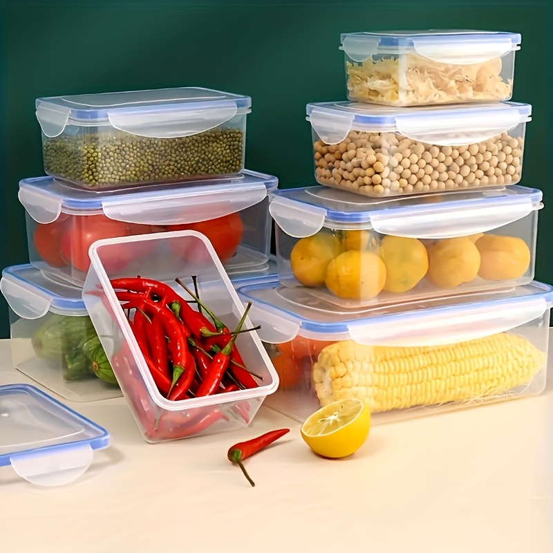 8pcs stackable kitchen storage containers microwave safe square plastic bento boxes for fruits vegetables and snacks prevents cross contamination ideal for refrigeration and organization kitchen storage solution stackable containers microwave safe containers bento boxes Product details 1
