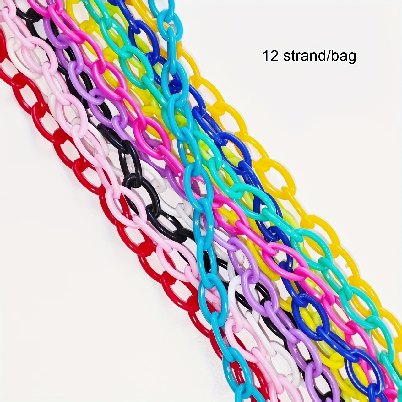 TEMU Paquete de 12 Cadenas Acrílicas , Tira Única de 50 cm para Gafas con Cuentas en 12 Colores - Accesorios para Joyería y Bisutería