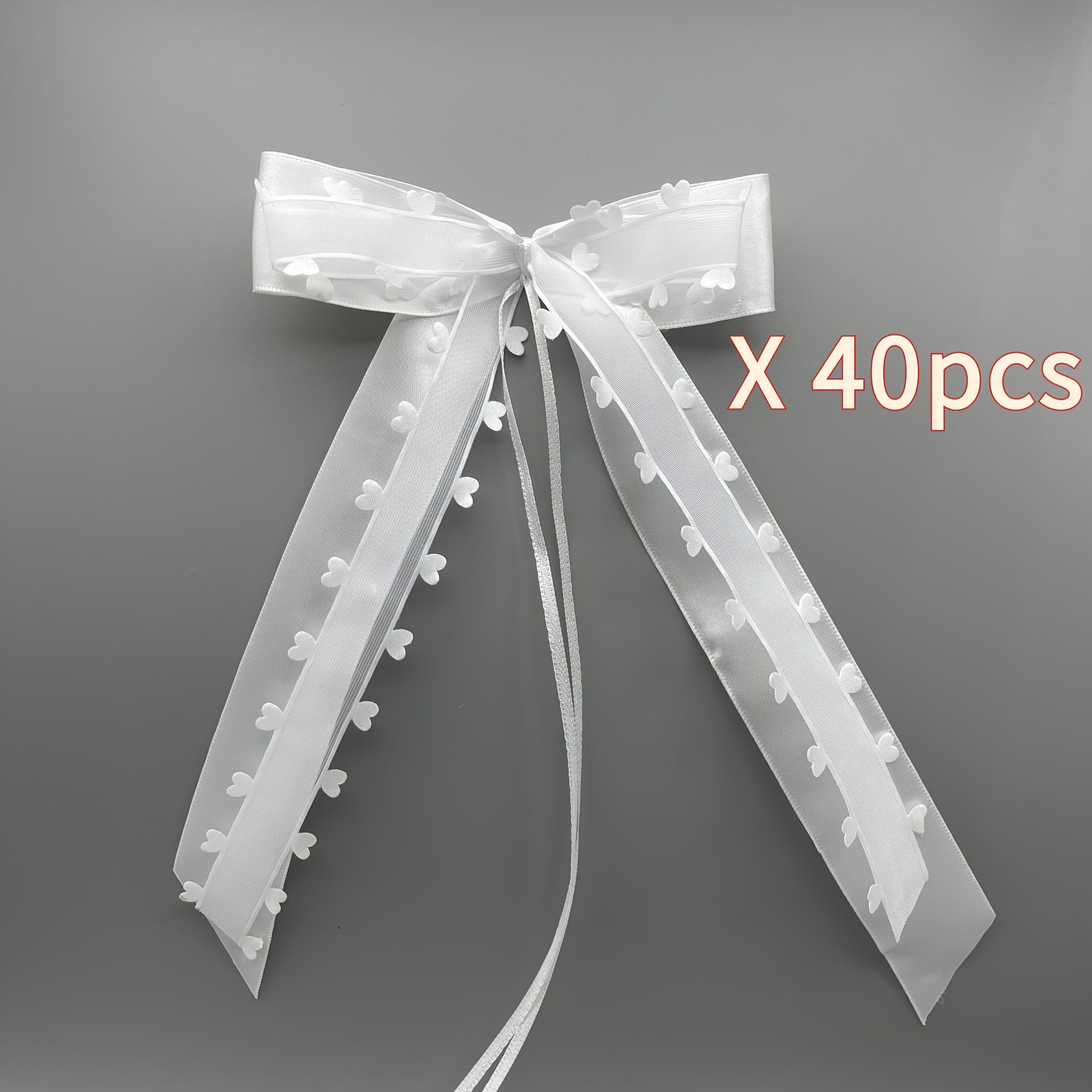 Image of A White Wedding Bow Ribbon Is An Ideal For Weddings, Celebrations, And Festive Occasions, Appropriate For Vehicles, Seating, Crafts, Wedding Arches, Vases, Photography Props, And Decorative Purposes