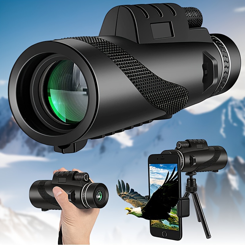 

High Power Monocular With Smartphone Adapter And Tripod, Hd Compact High Resolution Monocular For Bird Watching, Hiking, Camping, Wildlife Observing