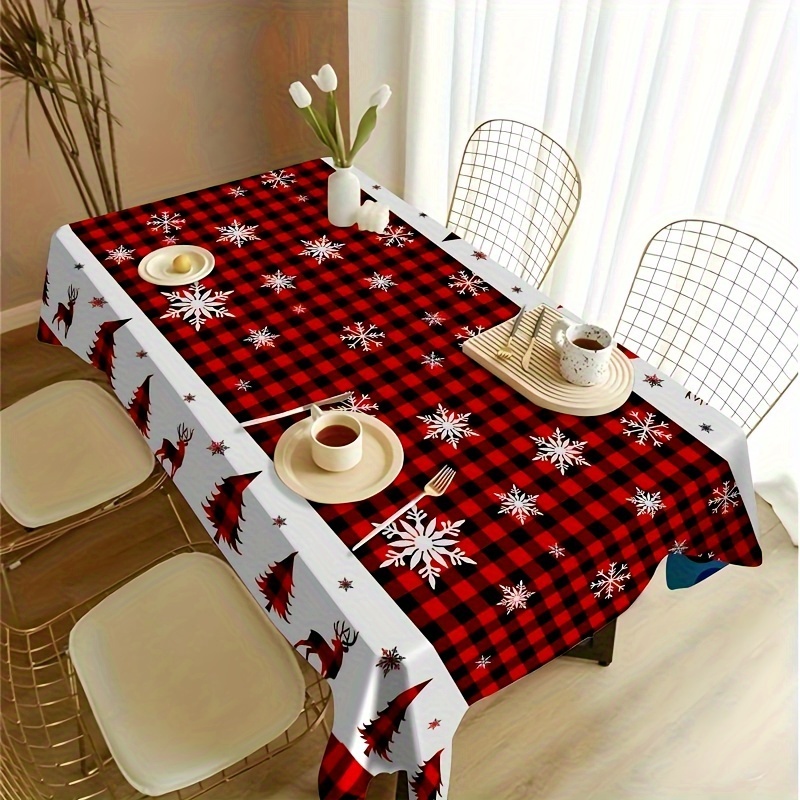 

Christmas Theme Polyester Tablecloth, Rectangular, Oil And Water Repellent, Machine-woven Fabric, Holiday Dining Table Decor, Home And Party Christmas Decoration, Durable Festive Table Cover - 1pc